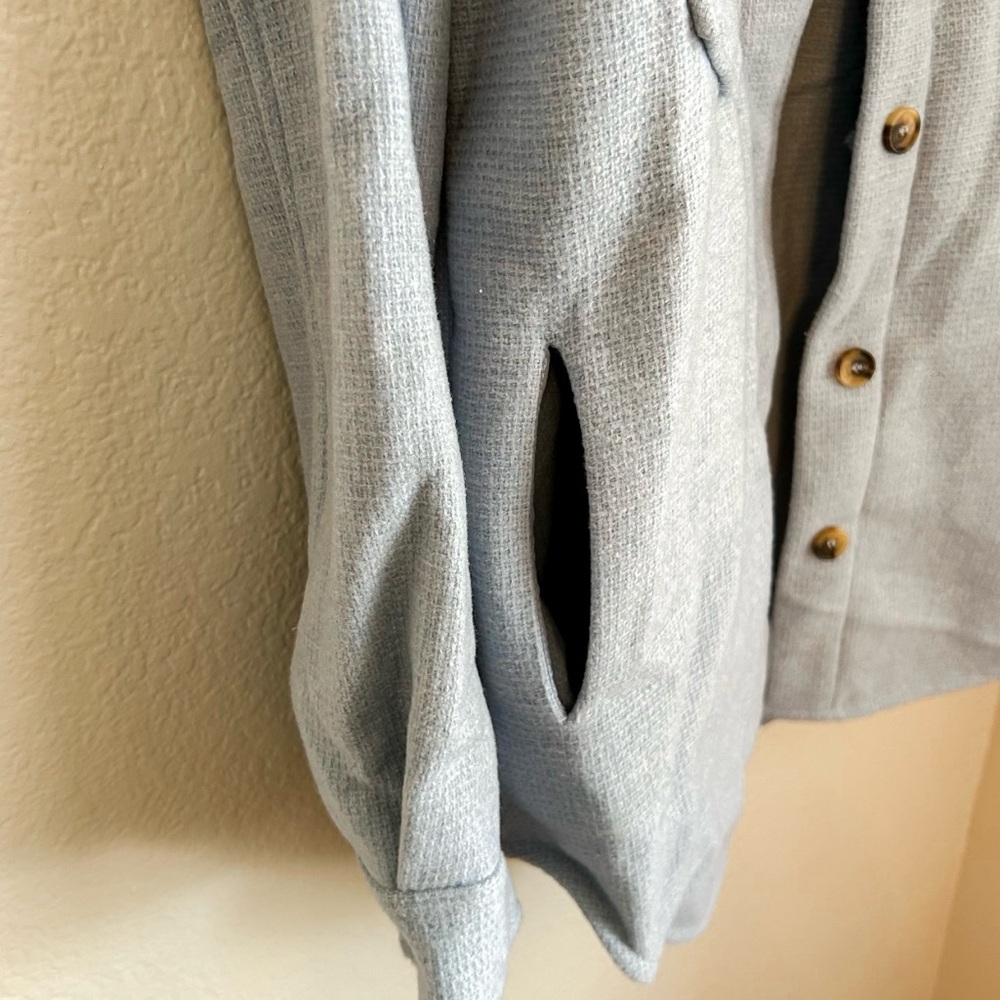 Rdi Light Blue Button-Up Front Closure Shacket Wi… - image 3